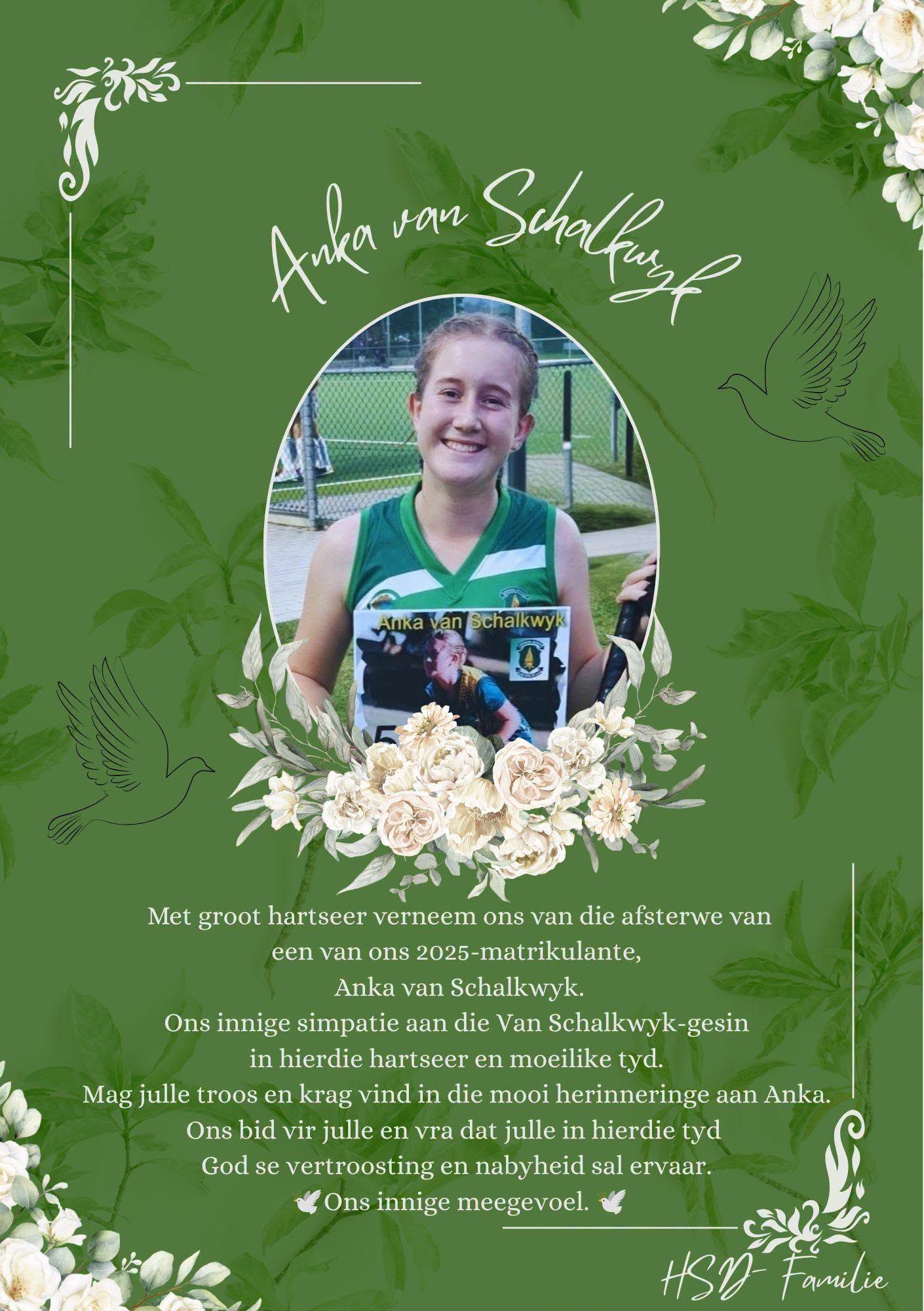 Anka Van Schalkwyk Accident Despatch, SA Death